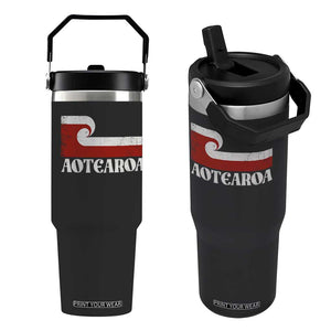 Aotearoa New Zealand Vintage Maori Flag Tino Rangatiratanga Flip Straw Tumbler TS11 One Size: 30 oz Black Print Your Wear
