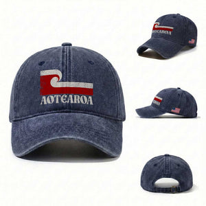 Aotearoa New Zealand Vintage Maori Flag Tino Rangatiratanga Washed Cotton Baseball Cap