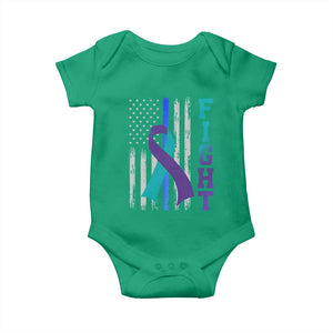 Fight Police Suicide Prevention Awareness American Flag Ribbon Support Baby Onesie