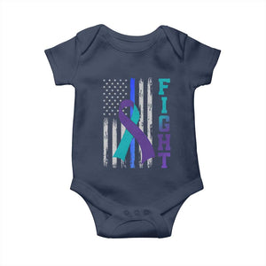 Fight Police Suicide Prevention Awareness American Flag Ribbon Support Baby Onesie