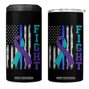 Fight Police Suicide Prevention Awareness American Flag Ribbon Support 4 in 1 Can Cooler Tumbler