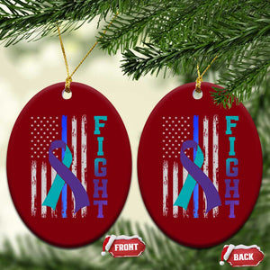 Fight Police Suicide Prevention Awareness American Flag Ribbon Support Ceramic Ornament