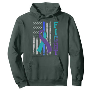 Fight Police Suicide Prevention Awareness American Flag Ribbon Support Hoodie