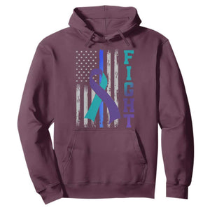Fight Police Suicide Prevention Awareness American Flag Ribbon Support Hoodie
