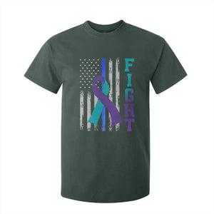 Fight Police Suicide Prevention Awareness American Flag Ribbon Support T Shirt For Kid
