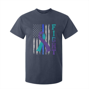 Fight Police Suicide Prevention Awareness American Flag Ribbon Support T Shirt For Kid