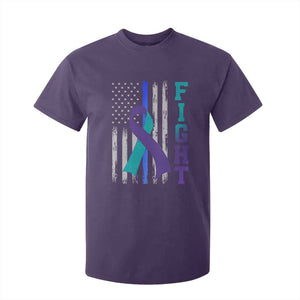 Fight Police Suicide Prevention Awareness American Flag Ribbon Support T Shirt For Kid