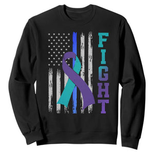 Fight Police Suicide Prevention Awareness American Flag Ribbon Support Sweatshirt