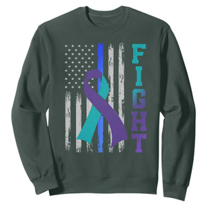 Fight Police Suicide Prevention Awareness American Flag Ribbon Support Sweatshirt