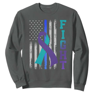 Fight Police Suicide Prevention Awareness American Flag Ribbon Support Sweatshirt