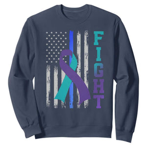 Fight Police Suicide Prevention Awareness American Flag Ribbon Support Sweatshirt