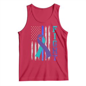 Fight Police Suicide Prevention Awareness American Flag Ribbon Support Tank Top