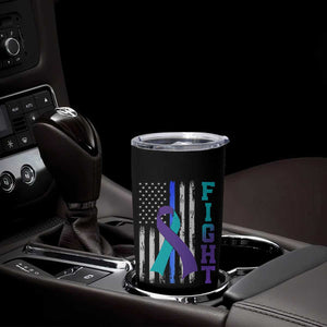 Fight Police Suicide Prevention Awareness American Flag Ribbon Support Tumbler Cup