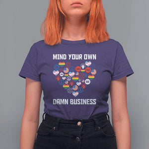 Harris Walz 2024 T Shirt For Women Mind Your Own Damn Business Unity LGBT American Flag TS11 Purple Print Your Wear