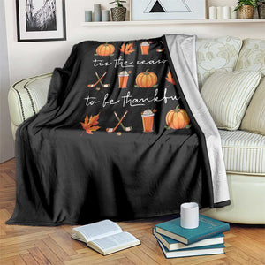 Thanksgiving Day Throw Blanket Tis The Season To Be Thankful Pumpkin Ice Hockey Maple Leaf TS11 Print Your Wear