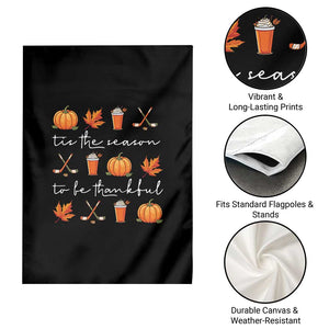 Thanksgiving Day Garden Flag Tis The Season To Be Thankful Pumpkin Ice Hockey Maple Leaf TS11 Print Your Wear