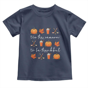 Thanksgiving Day Baby Shirt Tis The Season To Be Thankful Pumpkin Ice Hockey Maple Leaf TS11 Navy Print Your Wear