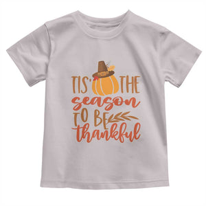 Thanksgiving Day Baby Shirt Tis The Season To Be Thankful Pumpkin Fall Season Pilgrim Hat TS11 Ice Gray Print Your Wear