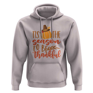Thanksgiving Day Hoodie Tis The Season To Be Thankful Pumpkin Fall Season Pilgrim Hat TS11 Ice Gray Print Your Wear