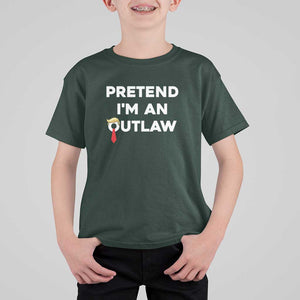 Funny Trump Halloween T Shirt For Kid Pretend I'm An Outlaw Blond Hair Red Tie TS11 Dark Forest Green Print Your Wear