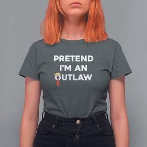 Funny Trump Halloween T Shirt For Women Pretend I'm An Outlaw Blond Hair Red Tie TS11 Dark Heather Print Your Wear