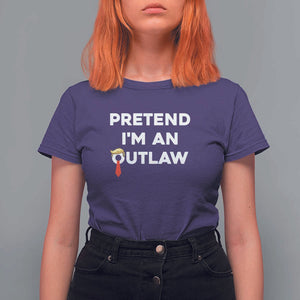 Funny Trump Halloween T Shirt For Women Pretend I'm An Outlaw Blond Hair Red Tie TS11 Purple Print Your Wear