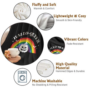 Halloween LGBT Throw Blanket Hallo Queer Halloween Rainbow Pumpkin TS11 Print Your Wear