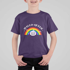 Halloween LGBT T Shirt For Kid Hallo Queer Halloween Rainbow Pumpkin TS11 Purple Print Your Wear