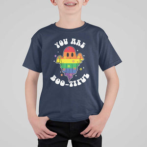 Halloween LGBT T Shirt For Kid You Are Boo Tiful Beautiful Rainbow Ghost TS11 Navy Print Your Wear