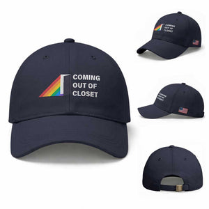 Come Out LGBT Baseball Cap Coming Out Of Closet Rainbow Door TS11 Baseball Cap Universal Fit Navy Print Your Wear