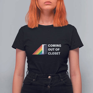 Come Out LGBT T Shirt For Women Coming Out Of Closet Rainbow Door TS11 Black Print Your Wear