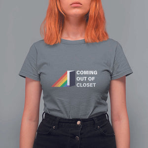 Come Out LGBT T Shirt For Women Coming Out Of Closet Rainbow Door TS11 Charcoal Print Your Wear