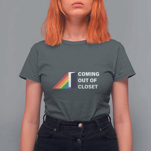 Come Out LGBT T Shirt For Women Coming Out Of Closet Rainbow Door TS11 Dark Heather Print Your Wear