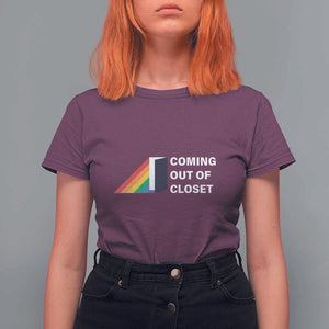 Come Out LGBT T Shirt For Women Coming Out Of Closet Rainbow Door TS11 Maroon Print Your Wear