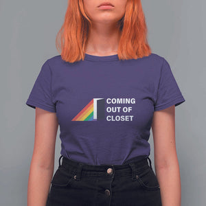 Come Out LGBT T Shirt For Women Coming Out Of Closet Rainbow Door TS11 Purple Print Your Wear