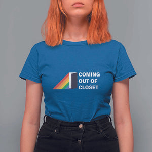 Come Out LGBT T Shirt For Women Coming Out Of Closet Rainbow Door TS11 Royal Blue Print Your Wear