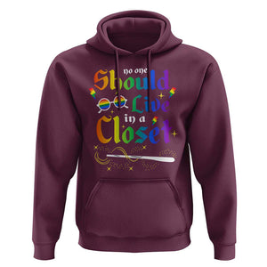 Come Out LGBT Hoodie No One Should Live In A Closet Magical Rainbow Glasses TS11 Maroon Print Your Wear