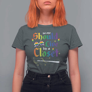 Come Out LGBT T Shirt For Women No One Should Live In A Closet Magical Rainbow Glasses TS11 Dark Heather Print Your Wear