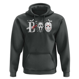 Halloween Hoodie Boo Horror Murderer Masks Bat Spooky Season TS11 Dark Heather Print Your Wear