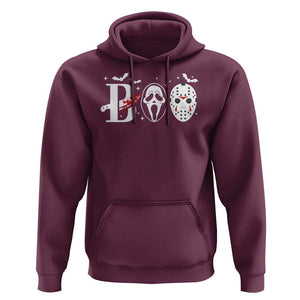 Halloween Hoodie Boo Horror Murderer Masks Bat Spooky Season TS11 Maroon Print Your Wear