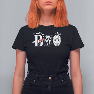 Halloween T Shirt For Women Boo Horror Murderer Masks Bat Spooky Season TS11 Black Print Your Wear
