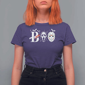 Halloween T Shirt For Women Boo Horror Murderer Masks Bat Spooky Season TS11 Purple Print Your Wear