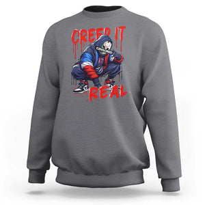 Halloween Sweatshirt Creep It Real Horror Murderer Spooky Season TS11 Charcoal Print Your Wear
