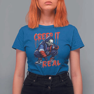 Halloween T Shirt For Women Creep It Real Horror Murderer Spooky Season TS11 Royal Blue Print Your Wear