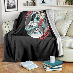 Funny Halloween Nurse Throw Blanket I Will Stab You Scary Zombie Needle Nurse TS11 Print Your Wear