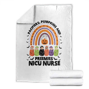 NICU Nurse Halloween Throw Blanket Pacifiers Pumpkins And Preemies Baby Rainbow Bat TS11 White Print Your Wear