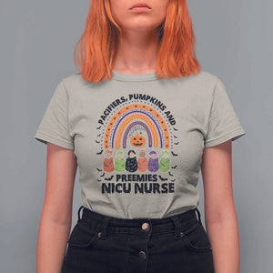 NICU Nurse Halloween T Shirt For Women Pacifiers Pumpkins And Preemies Baby Rainbow Bat TS11 Sand Print Your Wear
