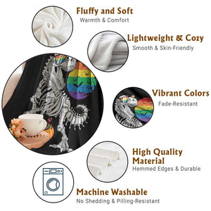Halloween LGBT Throw Blanket Scary Dinosaur Skeleton T rex Rainbow Moon TS11 Print Your Wear