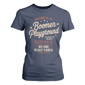 Welcome To The Boomer Playground T Shirt For Women Funny Baby Boomer Generation TS11 Navy Print Your Wear