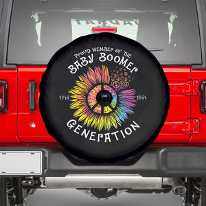 Proud Member Of The Baby Boomer Generation Spare Tire Cover Hippie Sunflower TS11 Black Print Your Wear